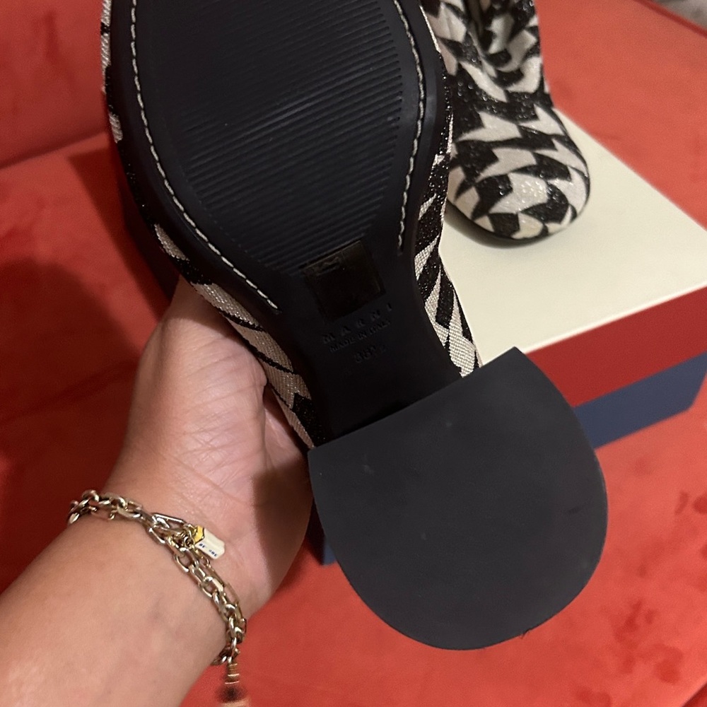 Marni - Jacquard Lurex Ankle Boots in Black/Cream - 38.5 - NWT - Picture 6 of 7